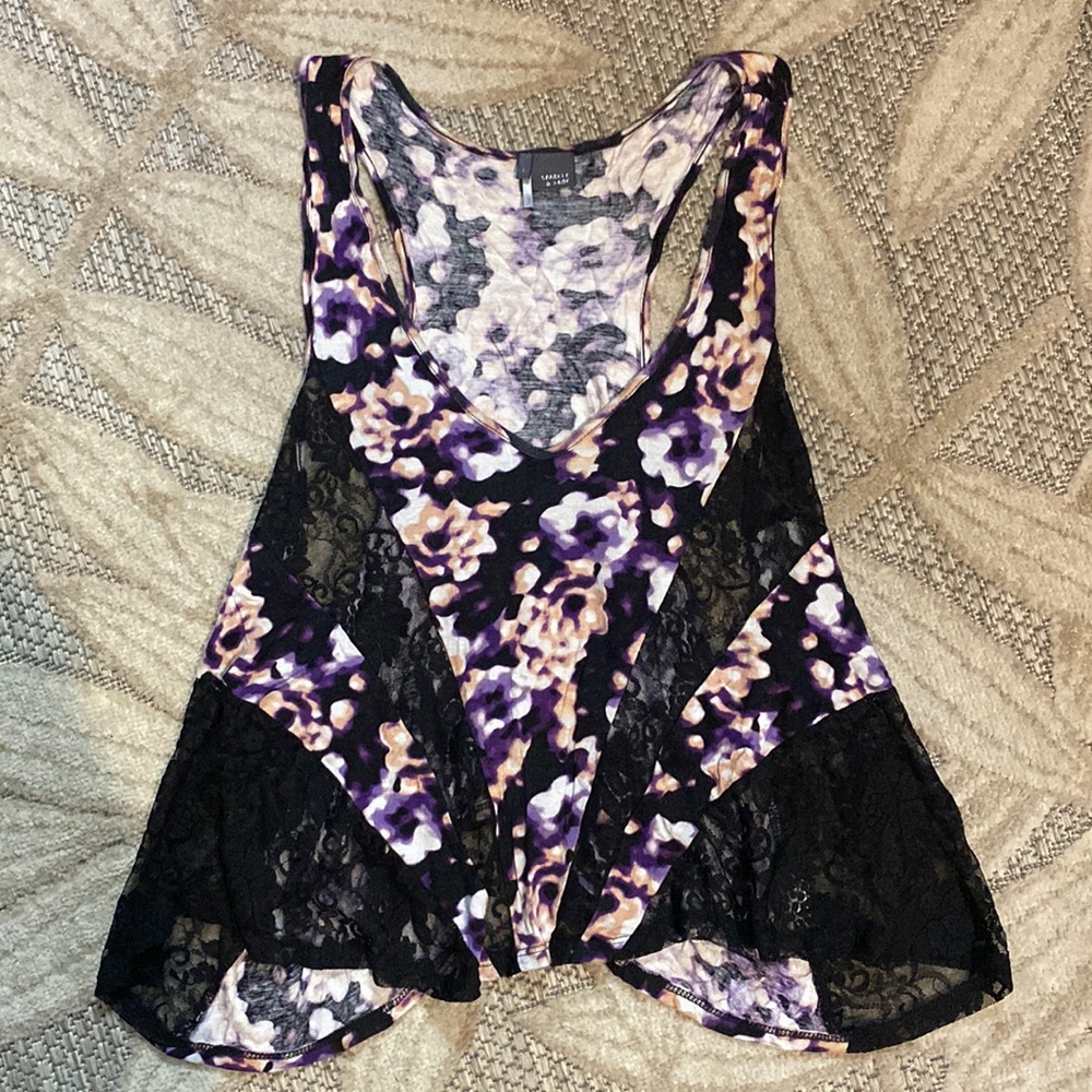 UO Sparkle & Fade Trapeze Floral Top